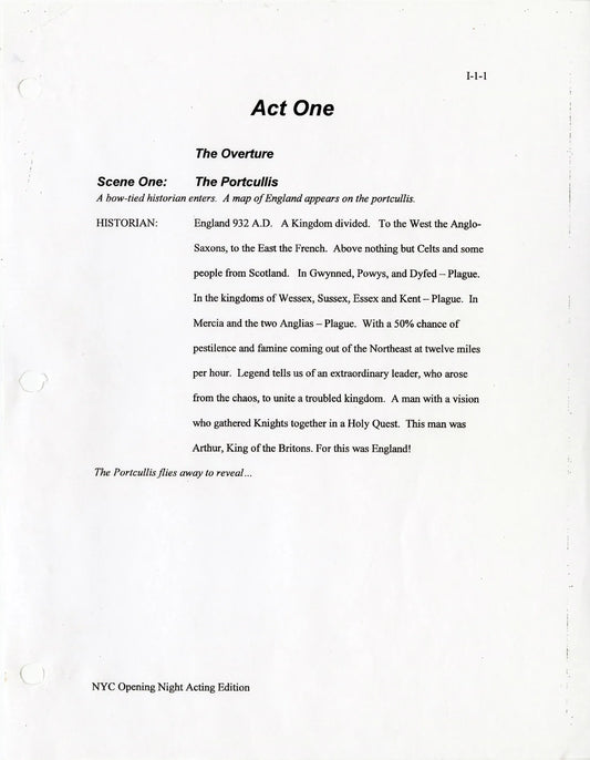Broadway First Night Script - Auction