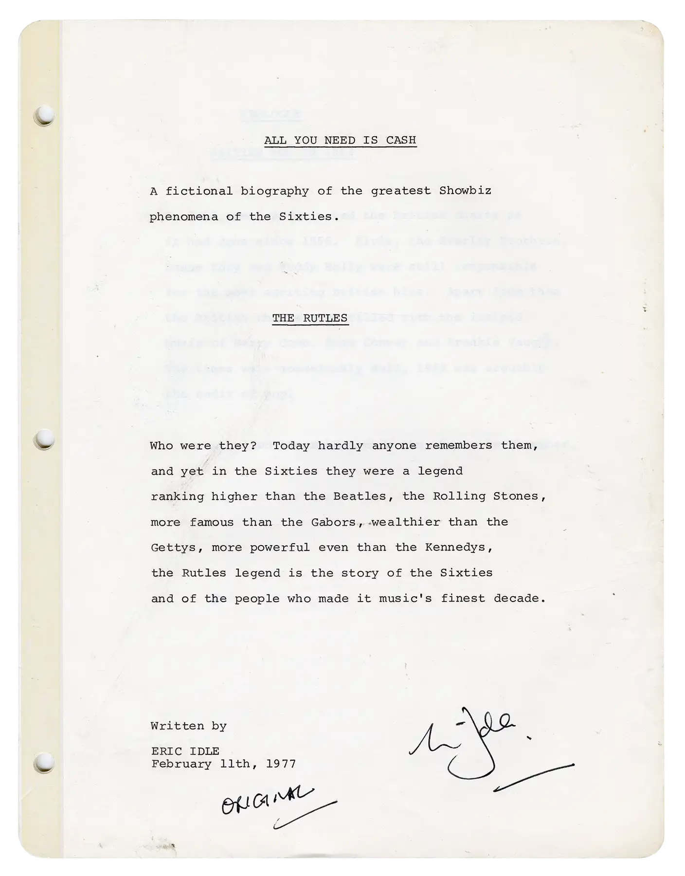 All You Need Is Cash Early Drafts