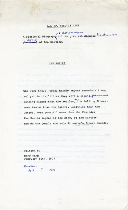 All You Need Is Cash Early Drafts