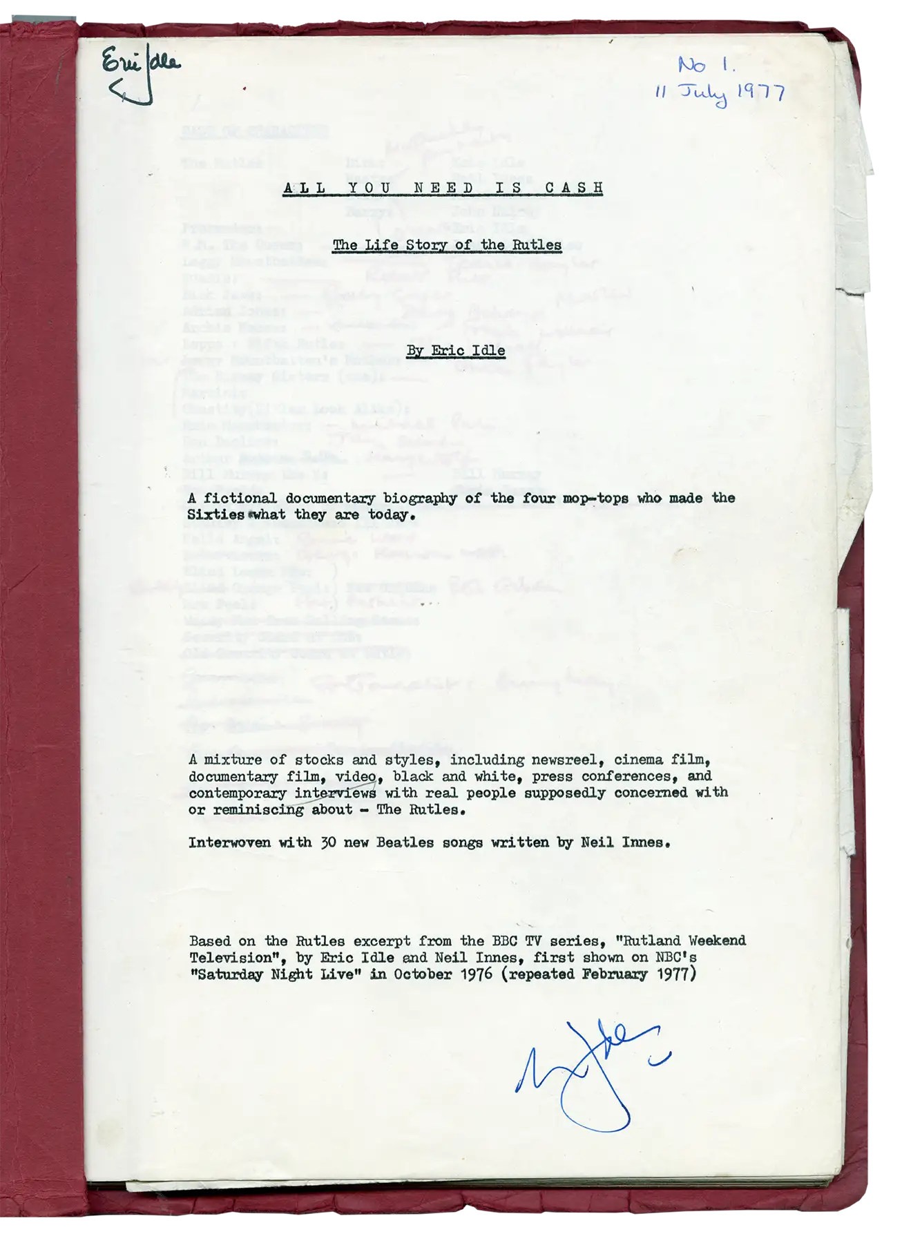 All You Need Is Cash Early Drafts