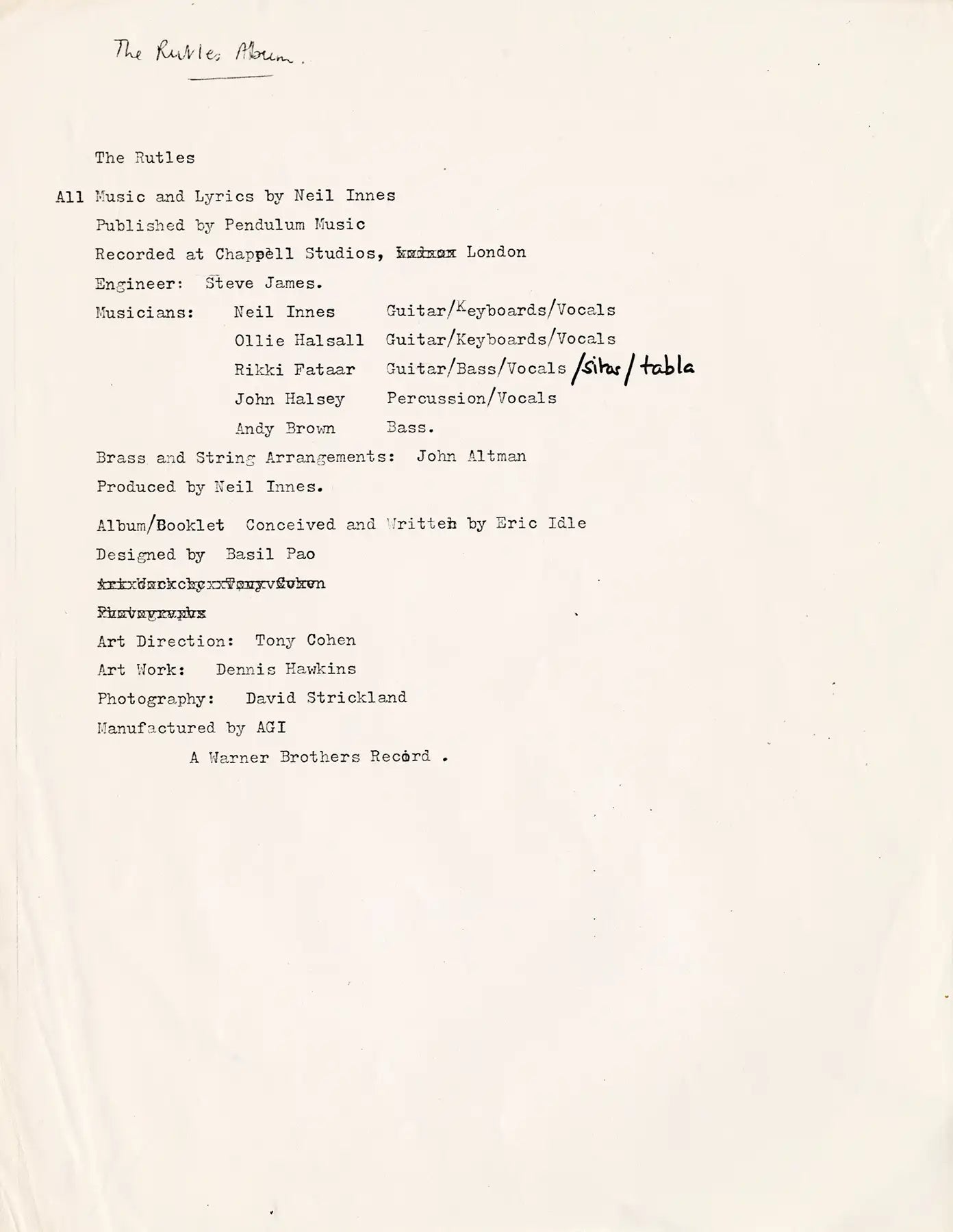 The Rutles LP Documents