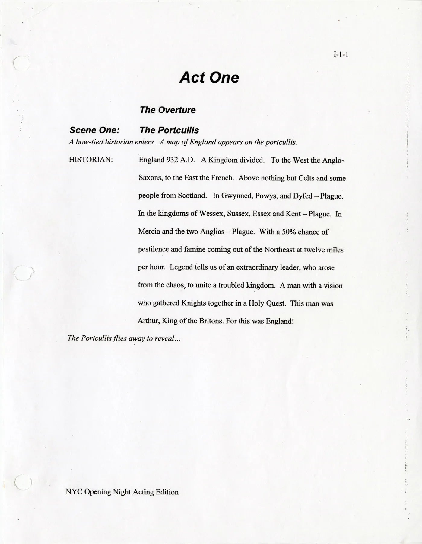 Broadway First Night Script - Auction