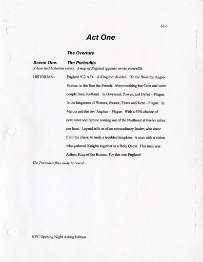 Broadway First Night Script - Auction